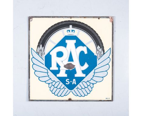  This double-sided enamel sign measures 51 by 51cm  