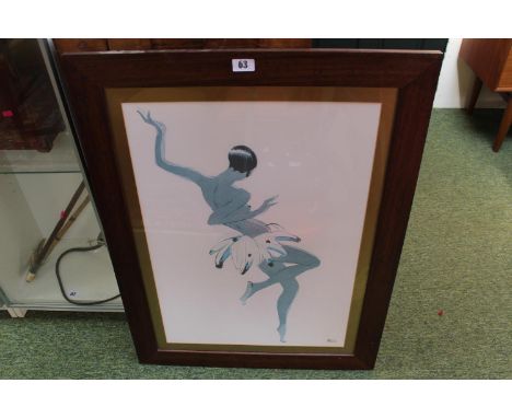 Art Deco Black Thunder by Paul Colin Lithograph in mount and frame 