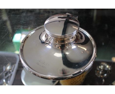 Early 20thC Silver Capstan Inkwell by Zimmerman Birmingham 1923 