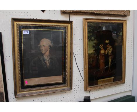 Richard Burke 1794 Gilt Gesso framed engraving and another Gesso framed print 