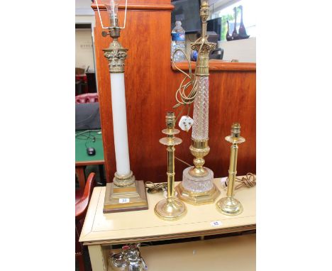 Collection of table lamp bases inc. a Large Column supported Lamp 