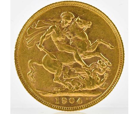 An Edward VII full sovereign, 1904.Condition Report: Light wear but good condition.