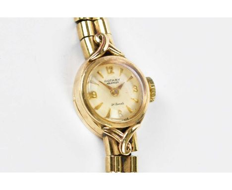 ROTARY; a lady's vintage 9ct yellow gold 'Maximus' wristwatch, length 17cm, approx 18.2g, presented in Rotary box.