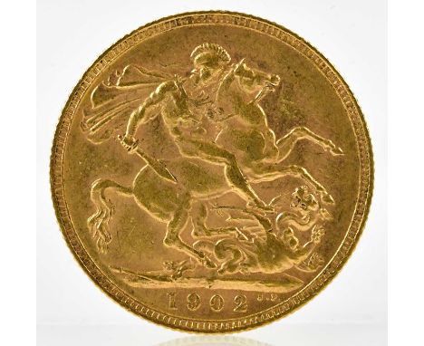 An Edward VII full sovereign, 1902.Condition Report: Light waer but good condition.