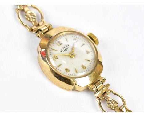 ROTARY; a circa 1955 lady's 9ct yellow gold wristwatch, length 13cm, approx. 11.4g.
