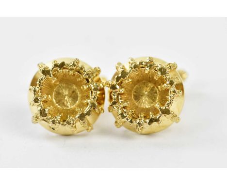 A pair of 9ct yellow gold textured cufflinks, approx 12.3g.