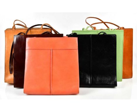 BREE; a tan leather shoulder bag with two top handles, with embossed logo to front, 27 x 31cm, two Pelle Studio leather shoul