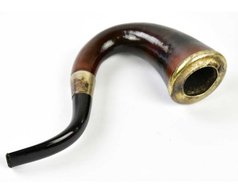 An Edward VII hallmarked silver mounted pipe, Birmingham 1909, in leather case.