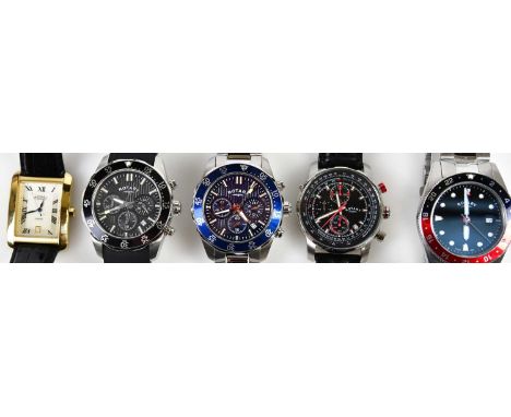 ROTARY; a group of five gentleman's wristwatches. 
