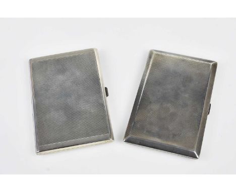 CHARLES PERRY &amp; CO; a George V hallmarked silver cigarette case of rectangular form, with engine turned decoration, Chest