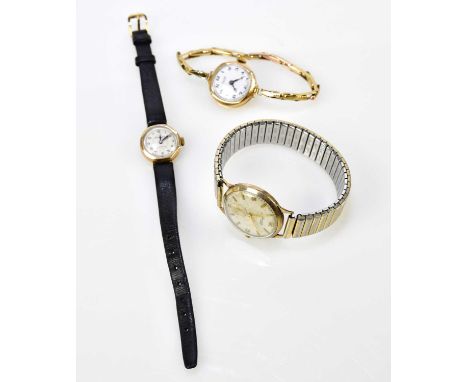 Three vintage 9ct yellow gold wristwatches comprising Accurist, Rotary and Limit (3).