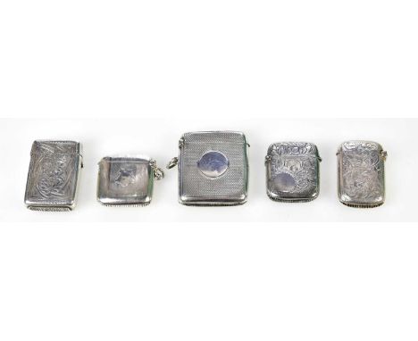 DEAKIN &amp; FRANCIS; a Victorian hallmarked silver vesta case with engine turned decoration surrounding a vacant circular ca