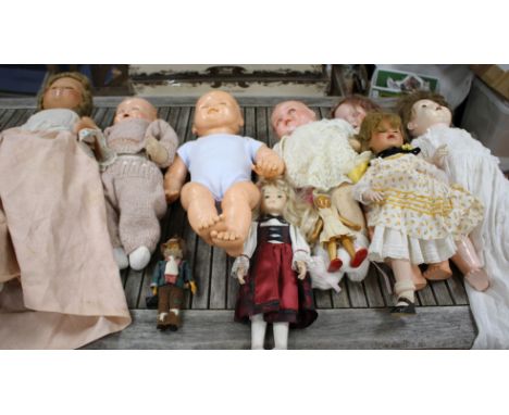 Seven English and German composition head dolls and three souvenir dolls Condition:- Deans doll number 4 British - slight chi