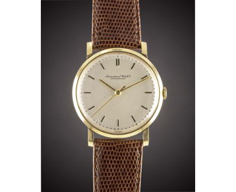 A GENTLEMAN'S 18K SOLID GOLD IWC WRIST WATCH
CIRCA 1960s, REF. R 1205&nbsp;

Movement:&nbsp;Manual wind, cal. 401, signed Int