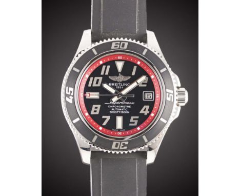 A GENTLEMAN'S STAINLESS STEEL BREITLING SUPEROCEAN 42 AUTOMATIC WRIST WATCH
DATED 2015, REF. A17364 WITH ORIGINAL BOX, PAPERS