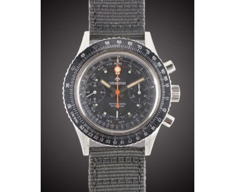 A GENTLEMAN'S STAINLESS STEEL CHRONOSPORT COMPUTERGRAPH CHRONOGRAPH WRIST WATCH
CIRCA 1970
Movement:&nbsp;17J, manual wind, V