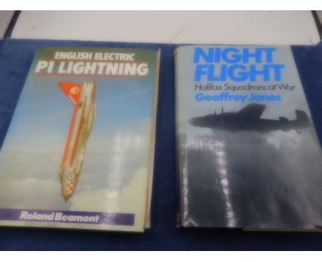 Night flight- Halifax squadrons at war by Geoffrey Jones 1981first edition with dust jacket. English electric p1 lightning by