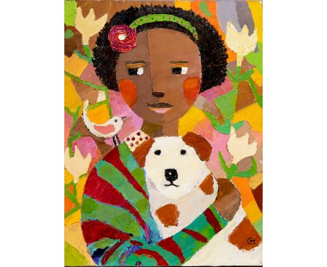 CATRIONA MILLAR, LILY oil on canvas, initialledunframedoverall size 40cm x 30cm Note: Catriona Millar's work takes its inspir