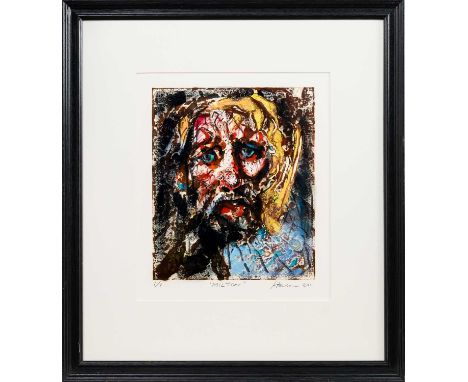 * PETER HOWSON OBE (SCOTTISH b. 1958), MILTON monotype on paper, signed, titled, numbered 1/1 and dated 2011mounted, framed a