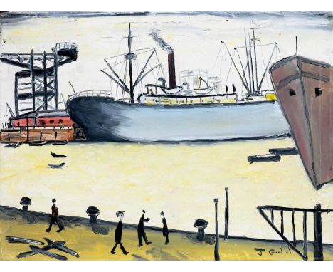 * JOHN GOODLAD, QUEEN'S DOCK, GLASGOW oil on canvas, signed, titled versounframedoverall size 30cm x 40cm Note: John Goodlad'