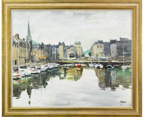 * NORMAN EDGAR RGI (SCOTTISH 1948 - 2022), BASIN AT HONFLEUR oil on canvas, signed, titled versoframed and under glassimage s