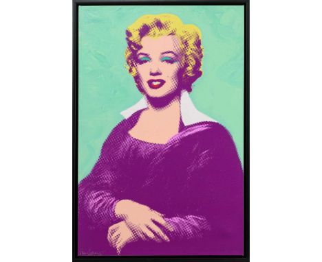 * SIMON CLARIDGE (BRITISH b. 1980), MONROE LISA : MINT mixed media on canvas, signedframedimage size 90cm x 60cm, overall siz