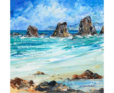 * DEREK SANDERSON, SANGO BAY, DURNESS III oil on board, signed, titled versounframedoverall size 25.5cm x 25.5cm Note: Derek 