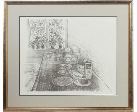 * FRANCES WALKER CBE RSA RSW (SCOTTISH b. 1930) BREAKFAST TABLE limited edition lithograph on paper, signed, titled and numbe