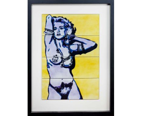 * SIMON CLARIDGE (BRITISH b. 1980), MADONNA XIII mixed media on glassmounted and framedimage size 87cm x 58cm, overall size 1