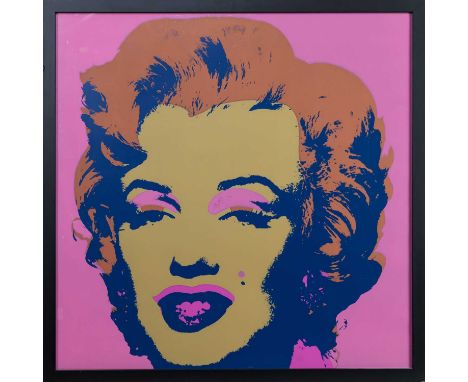 AFTER ANDY WARHOL (AMERICAN 1928 - 1987), MARILYN MAGENTA ORANGE  AND MUSTARD  silkscreen print on paper, stamped 'Sunday B M
