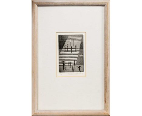* BRYAN EVANS, STRIPES limited edition etching on paper, signed, titled and numbered 13/75mounted, framed and under glassimag