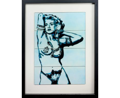 * SIMON CLARIDGE (BRITISH b. 1980), MADONNA IV mixed media on glassmounted and framedimage size 87cm x 58cm, overall size 122