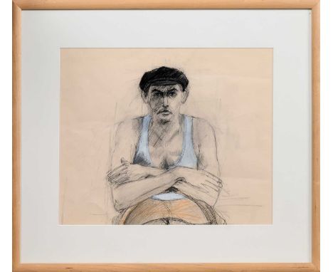 * BRYAN EVANS, PORTRAIT OF A MAN mixed media on papermounted, framed and under glassimage size 33cm x 40cm, overall size 52cm
