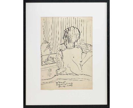 * JAMES MCNAUGHT RSW RGI (SCOTTISH b. 1948), CONTEMPLATING HIS WORK  ink on paper, signed mounted, framed and under glass  im