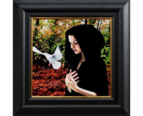 * GERARD BURNS (SCOTTISH b. 1961), AUTUMN LEAVES limited edition giclee print on canvas, signed and numbered 1/100 versoframe