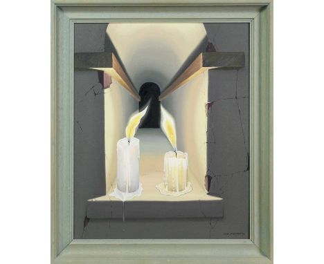 * GORDON K MITCHELL RSA RSW RGI (SCOTTISH b. 1952), TWIN FLAMES  oil on canvas, signed and dated '84framedimage size 56cm x 4