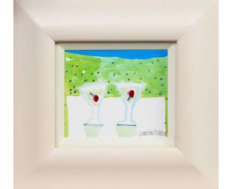 * CHRISTINE L MCARTHUR RGI RSW (SCOTTISH b 1953), TWO MARTINIS watercolour on paper, signedframed and under glassimage size 1