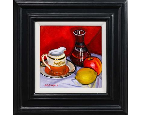 * FRANK COLCLOUGH (SCOTTISH 1941 - 2023), STUDY WITH NORITAKE JUG oil on board, signed, titled versoframed and under glassima