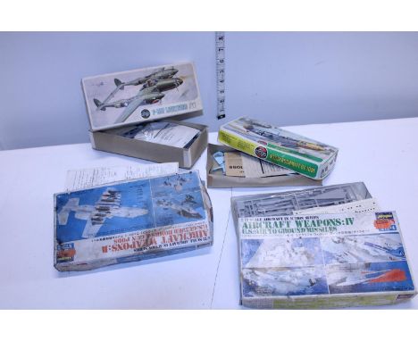 Two Hasegawa and two Airfix military model kits, (boxed as new) 