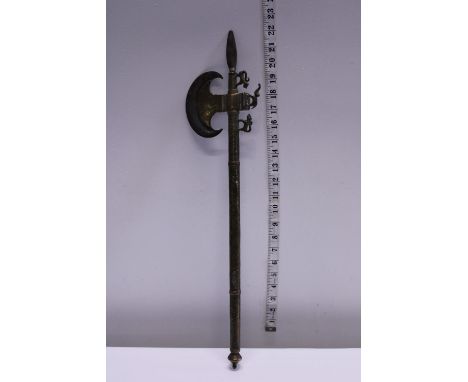 A antique Indo Persian (Tabar) saddle axe with hidden blade in haft 