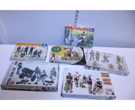 Six assorted military model kits, (boxed as new) 