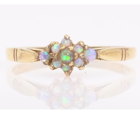 9ct gold opal cluster ring hallmarked   Condition Report  Approx 1.3gm size N Click here for further images, condition, aucti