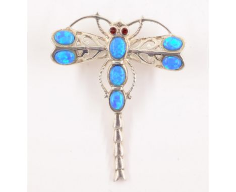 Opal dragonfly silver (tested) brooch   Condition Report   Click here for further images, condition, auction times & delivery