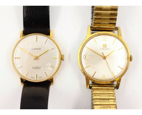 Everite gentleman's gold-plated manual wristwatch and a similar Tissot wristwatch   Condition Report  Both ticking away Click