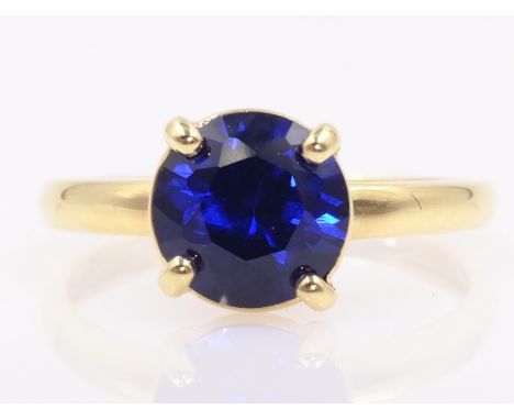 Single stone sapphire gold ring hallmarked 9ct   Condition Report  Approx 2.2gm size P-Q Click here for further images, condi