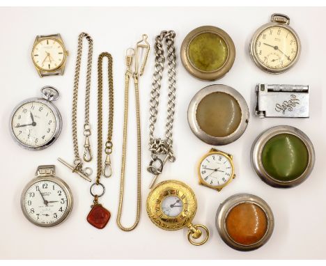 Summit gold-plated incabloc pocket watch scroll case, mid 20th century Westclox Scotty and other pocket watches, hallmarked s