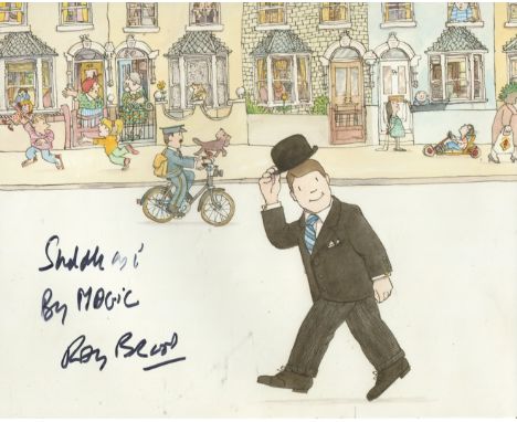 MR BENN 8x10 children's TV series photo signed by series narrator Ray Brooks who has also added the popular phrase from the s