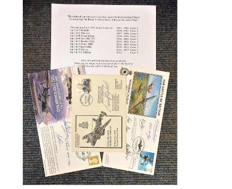 RAF collection 3 postal covers signed by 10 officers who have commanded the Royal Air Force Battle of Britain Memorial Flight