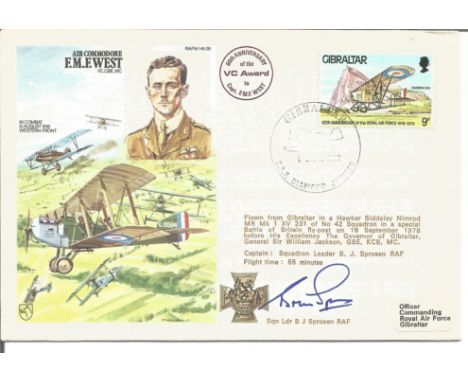 RAF flown cover dedicated to Air Commodore F. M. E. West VC. Cover has a portrait of F. West VC and illustrates him in combat