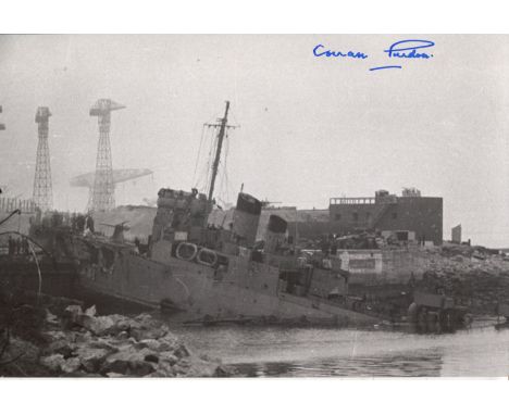 ST NAZAIRE RAID: 8x12 inch photo signed by Corran William Brooke Purdon CBE MC (4 May 1921 - 27 June 2018) was an Irish-born 